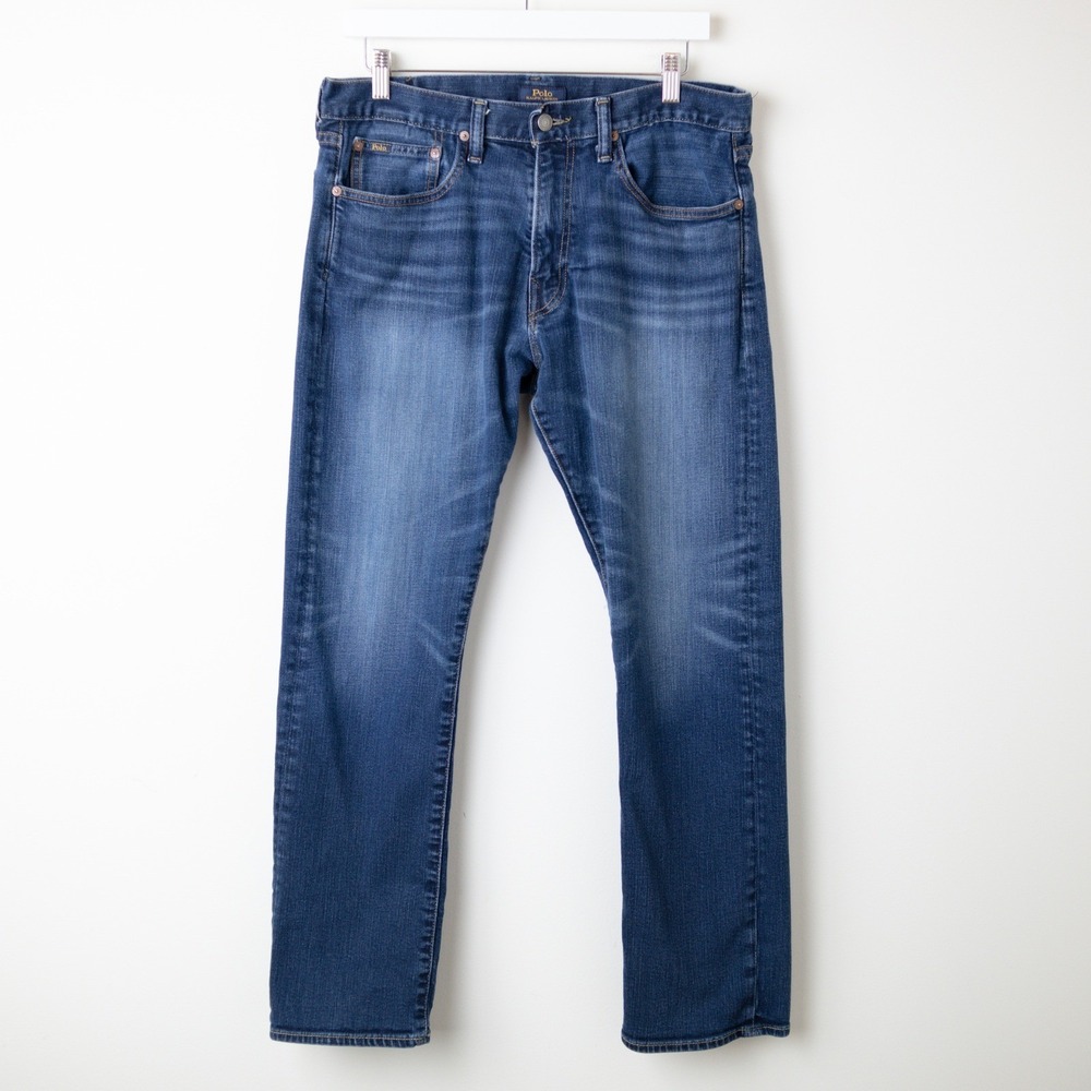 Polo Ralph Lauren Varick Slim Straight Mens 33x30 Blue Denim 5 Pocket